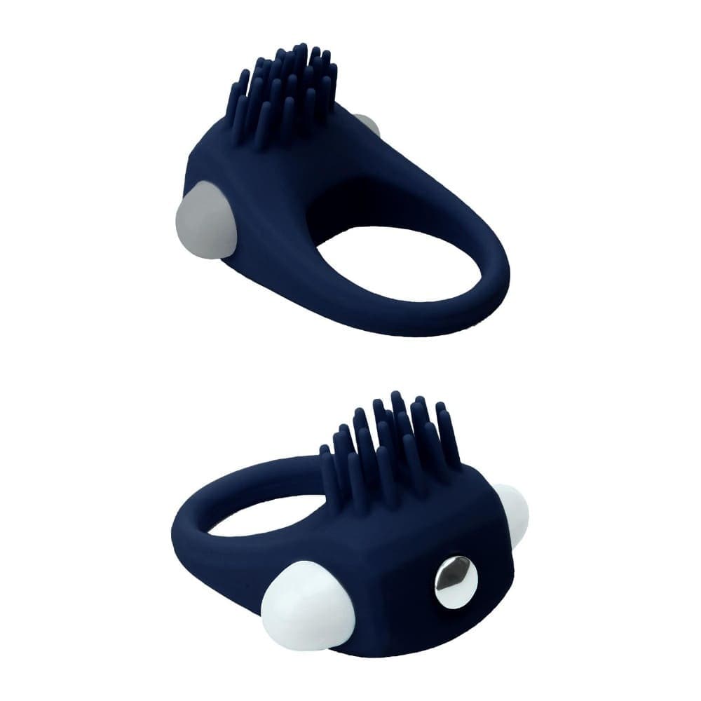 Essentials Stimu ring Пенис ринг с четчица, син — алтернативна снимка